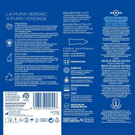 DUREX EXTRA SEGURO REGULAR FIT 12 PRESERVATIVOS