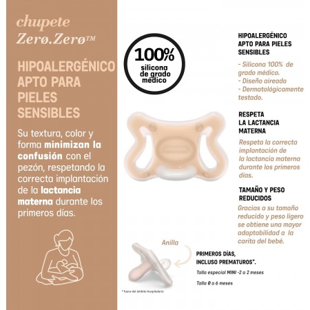 SUAVINEX ZERO ZERO CHUPETE SILICONA FISIOLOGICO SX PRO 0-6 MESES 1 CHUPETE CARAMEL