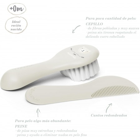 SUAVINEX SET CEPILLO Y PEINE INFANTIL SOFT BEIGE DECORADO +0 MESES