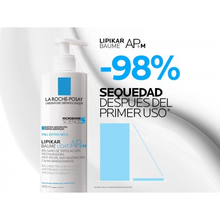 Eficacia clínicamente comprobada reduciendo un 98% la sequedad desde el primer uso con Lipikar Baume AP+M