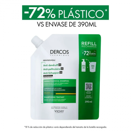 DERCOS PACK CHAMPU CASPA SECA 390ML + ECO RECARGA CHAMPU 390ML