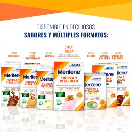MERITENE FUERZA Y VITALIDAD BATIDOS SABOR FRESA 15 SOBRES 450G