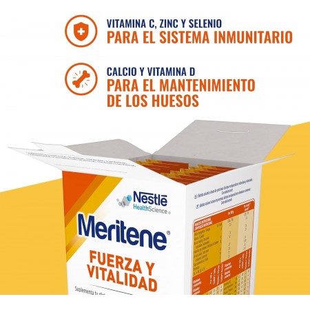 MERITENE FUERZA Y VITALIDAD BATIDOS SABOR FRESA 15 SOBRES 450G