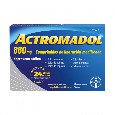 ACTROMADOL NAPROXENO SÓDICO 660 MG 8 COMPRIMIDOS DE LIBERACIÓN MODIFICADA
