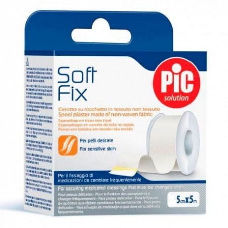 ESPARADRAPO PIC SOFT FIX TEJIDO SIN TEJER BLANCO 5 M X 5 CM