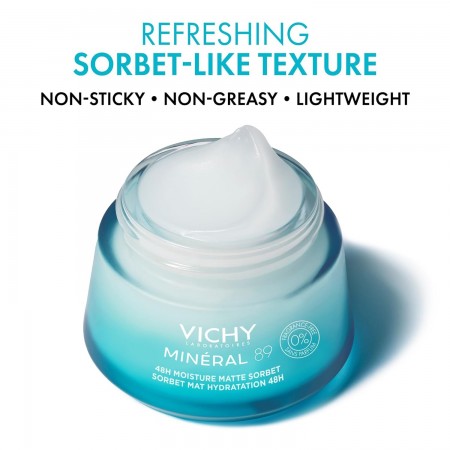 Textura de gel sorbete refrescante, no pegajosa y libre de grasa de Vichy