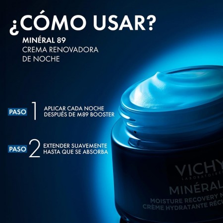 Pasos y modo de empleo de la crema renovadora de noche Vichy Minéral 89