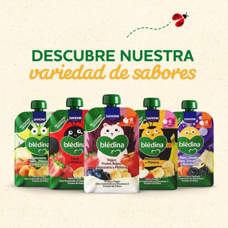DANONE BLEDINA POUCH DE YOGUR FRUTOS ROJOS, MANZANA Y PLATANO 100 G