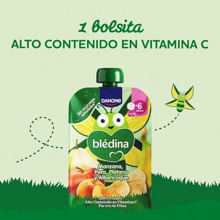 DANONE BLEDINA POUCH DE MANZANA PERA PLATANO Y ALBARICOQUE 100 G