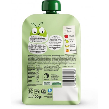 DANONE BLEDINA POUCH DE MANZANA PERA PLATANO Y ALBARICOQUE 100 G