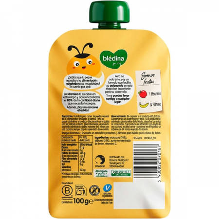 DANONE BLEDINA POUCH DE MANZANA Y PLATANO 100 G