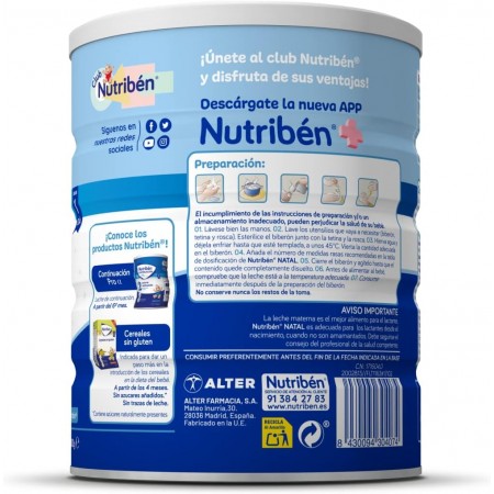 NUTRIBEN NATAL PRO ALFA 1 LECHE LACTANTES 800 G