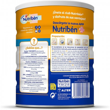 NUTRIBEN CRECIMIENTO PRO ALFA 3 800 G