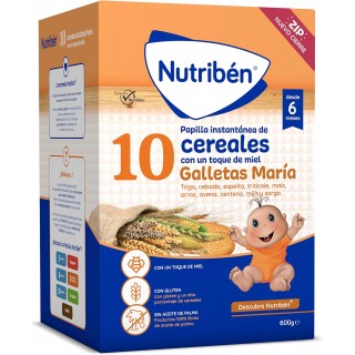 NUTRIBEN 10 CEREALES MIEL GALLETAS MARIA 600 G
