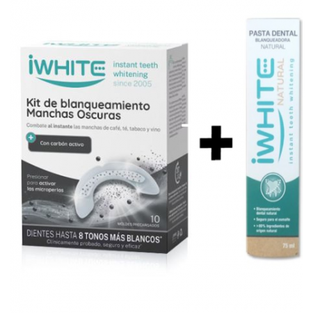 IWHITE KIT BLANQUEAMIENTO MANCHAS OSCURAS 10 MOLDES + GRATIS PASTA DENTAL BLANQUADORA NATURAL 75 ML