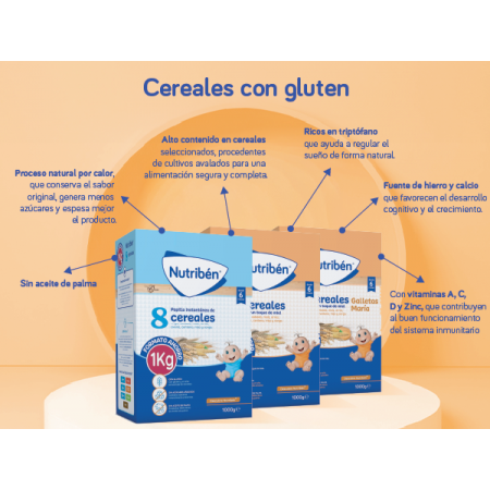 NUTRIBEN PAPILLA 8 CEREALES GALLETAS MARIA 600 G