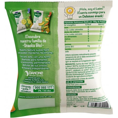 DANONE BLEDINA TUBITOS DE ZANAHORIA Y MAIZ BIO SNACK 20 G