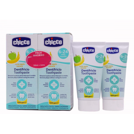PASTA DENTAL INFANTIL CHICCO PACK AHORRO 50 + 50 ML SABOR FRESA