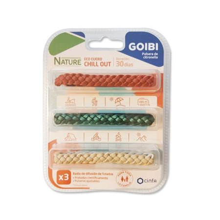 GOIBI PULSERAS DE CITRONELLA NATURE ECO CUERO CHILL OUT 3 PULSERAS TRENZADAS