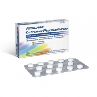 REACTINE CETIRIZINA/PSEUDOEFEDRINA 5/120 MG 14 COMPRIMIDOS LIBERACION PROLONGADA