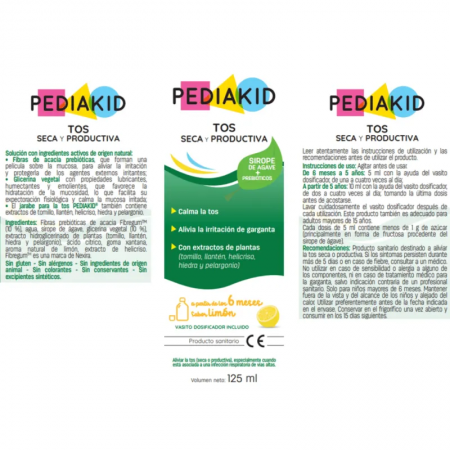PEDIAKID TOS SECA Y PRODUCTIVA SABOR LIMON 125 ML