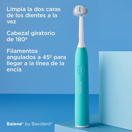 BEXIDENT BALENE CEPILLO DENTAL ELECTRICO SONICO DUAL DUREZA MEDIA COLOR AGUAMARINA