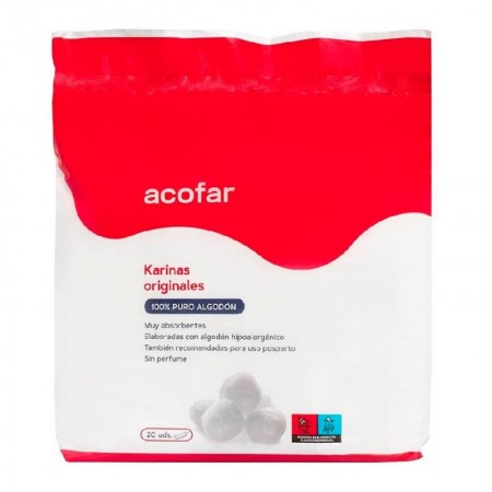 ACOFAR COMPRESAS TOCOLOGICAS KARINAS ALGODON 20 UNIDADES