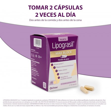 LIPOGRASIL MAX BLOCK 5 EN 1 PERDIDA DE PESO 120 CAPSULAS