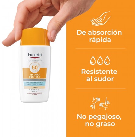 EUCERIN SUN HYDRO PROTECT SPF50+ ULTRA LIGHT CON COLOR CLARO FLUIDO 50 ML