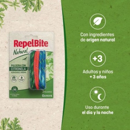 REPELBITE NATURAL PULSERA CON CITRONELA DE CUERDA 3 PULSERAS