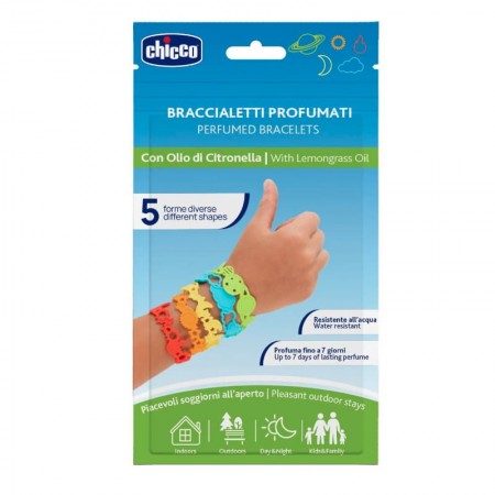 CHICCO KIT DE PULSERAS BRAZALETE PERFUMADOS DE CITRONELA 5 PULSERAS