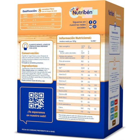 NUTRIBEN 8 CEREALES Y MIEL FIBRA 600 G