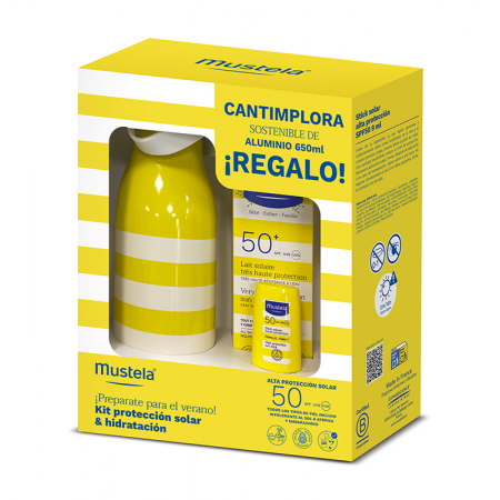 MUSTELA PACK SOLAR LECHE CORPORAL SPF50 100 ML + STICK SPF50 + REGALO CANTIMPLORA