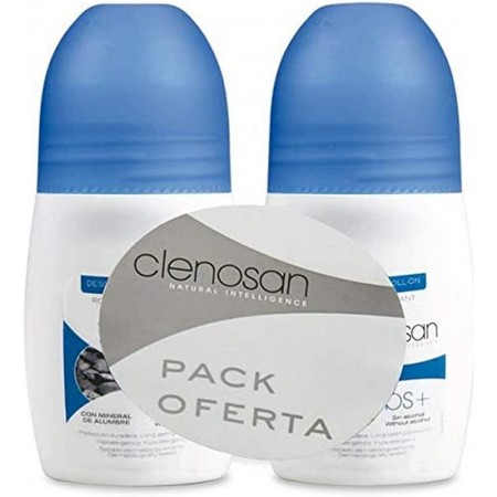 CLENOSAN DUPLO DESODORANTE BS+ ALUMBRE SIN ALCOHOL ROLL ON 2 X 75 ML
