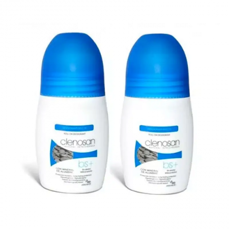 CLENOSAN DUPLO DESODORANTE BS+ ALUMBRE SIN ALCOHOL ROLL ON 2 X 75 ML