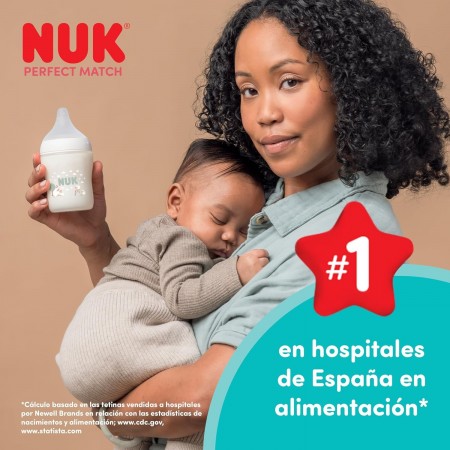 NUK TETINA SILICONA ANTICOLICO PERFECT MATCH T-FLOW CONTROL +6 MESES 2 UNIDADES