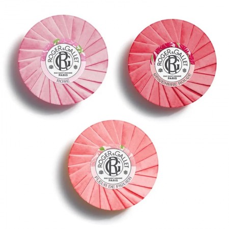 ROGER & GALLET SET PASTILLAS DE JABON FLEUR DE FIGUIER + GINGER ROUGE + ROSE 3 X 100GR