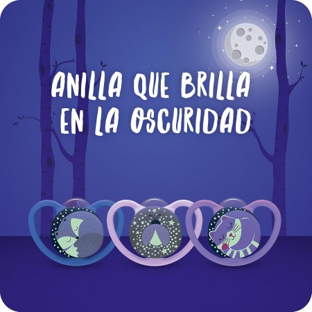 CHUPETE SILICONA NUK SPACE NIGTH (ANIMALES DORMIDOS) 0-6 MESES 1 U