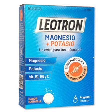 LEOTRON MAGNESIO + POTASIO ANGELINI 30 COMPRIMIDOS EFERVESCENTES SABOR NARANJA