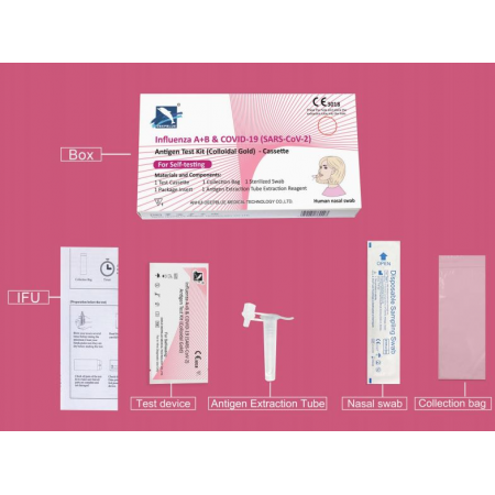 TEST NASAL DUO AUTODIAGNOSTICO ANTIGENOS DE COVID SARS-COV-2 + GRIPE A/B DEEPBLUE