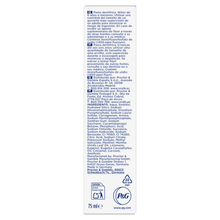 ORAL-B 3DWHITE PASTA DENTAL CLINICAL BLANCURA RADIANTE 75 ML