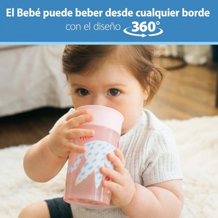 DR BROWN´S VASO CHEERS 360º +9MESES SIN BOQUILLA ROSA 300 ML