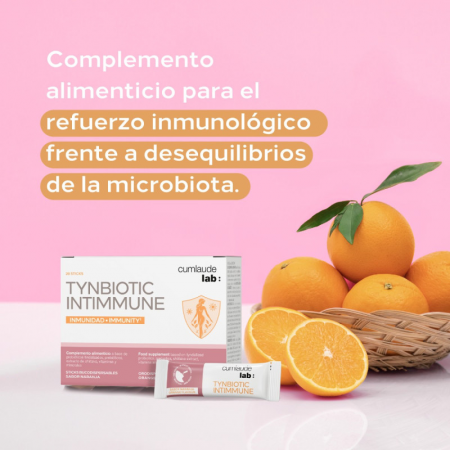 CUMLAUDE LAB: TYNBIOTIC INTIMMUNE 28 STICKS BUCODISPERSABLES 1,5 G SABOR NARANJA