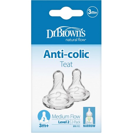 DR BROWN´S TETINA SILICONA NATURAL FLOW STANDARD NIVEL 2 +3 MESES BOCA ESTRECHA