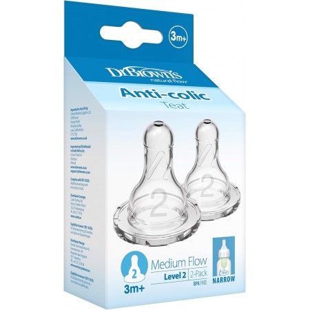 DR BROWN´S TETINA SILICONA NATURAL FLOW STANDARD NIVEL 2 +3 MESES BOCA ESTRECHA