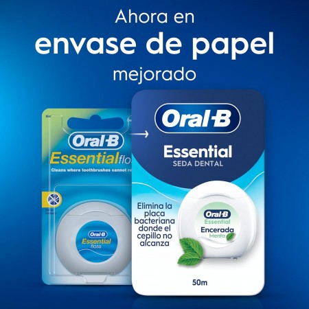 ORAL-B ESSENTIAL FLOSS FLUOR MENTA SEDA DENTAL CON CERA 50M