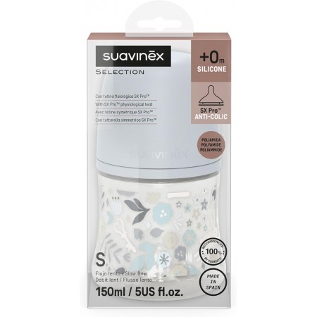 SUAVINEX BIBERON SXPRO TETINA DE SILICONA ANTI COLICO FLUJO S +0 MESES 150 ML