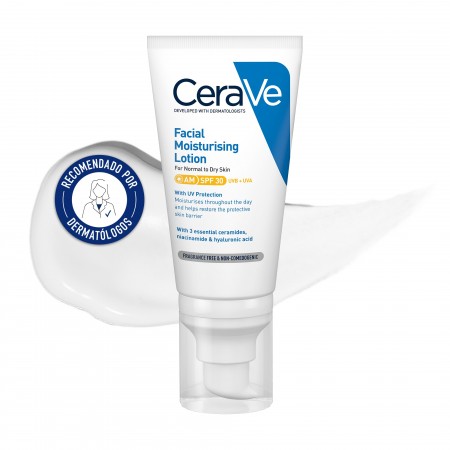 CeraVe loción hidratante de rostro SPF 30 de 52 ml recomendada por dermatólogos