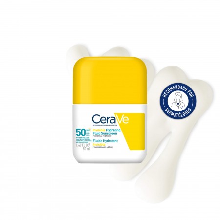 CeraVe fluido facial protector invisible hidratante SPF 50 recomendado por dermatólogos