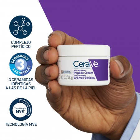 Fórmula de CeraVe crema de péptidos con ceramidas idénticas a las de la piel y liberación prolongada